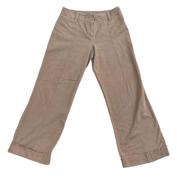 J. Crew City Fit Wide Leg Chinos Khaki Tan Size 12 Cuffed - Picture 1 of 12